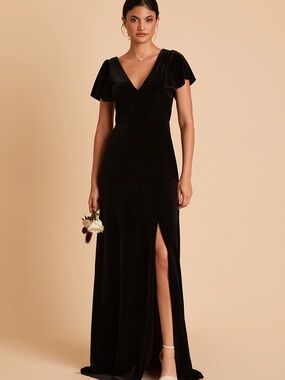 Birdy Grey Hannah Velvet Maxi Dress with V-Neck and Side Slit